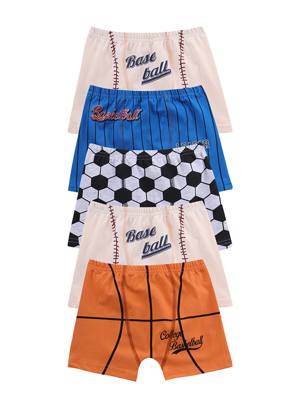 Karışık Erkek Çocuk Baskılı Pamuklu Boxer 5'li Paket-1