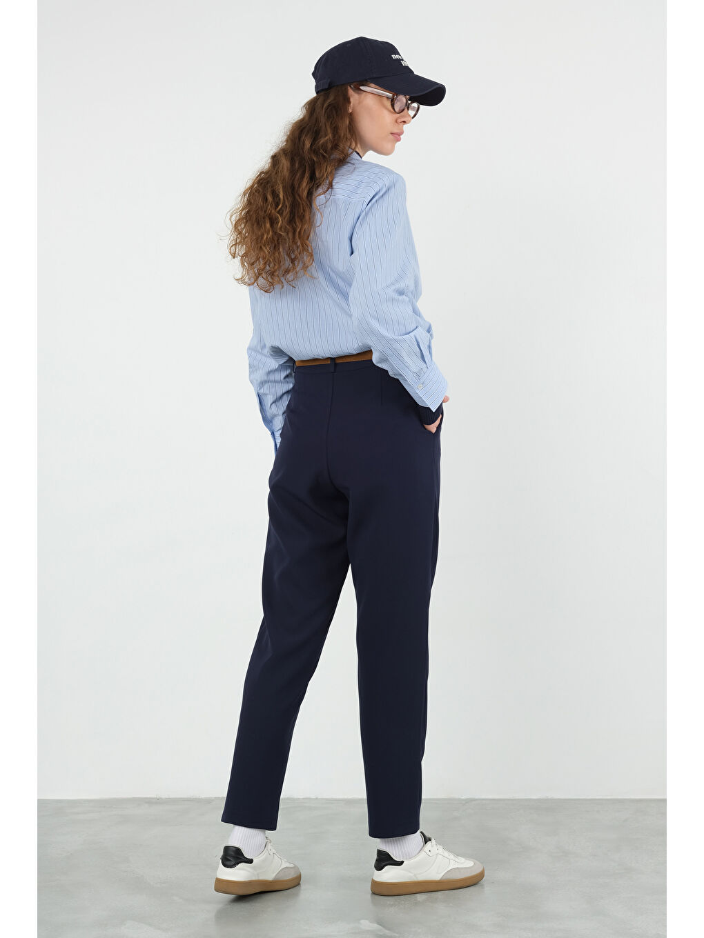 Önü Pileli Pantolon Lacivert-3