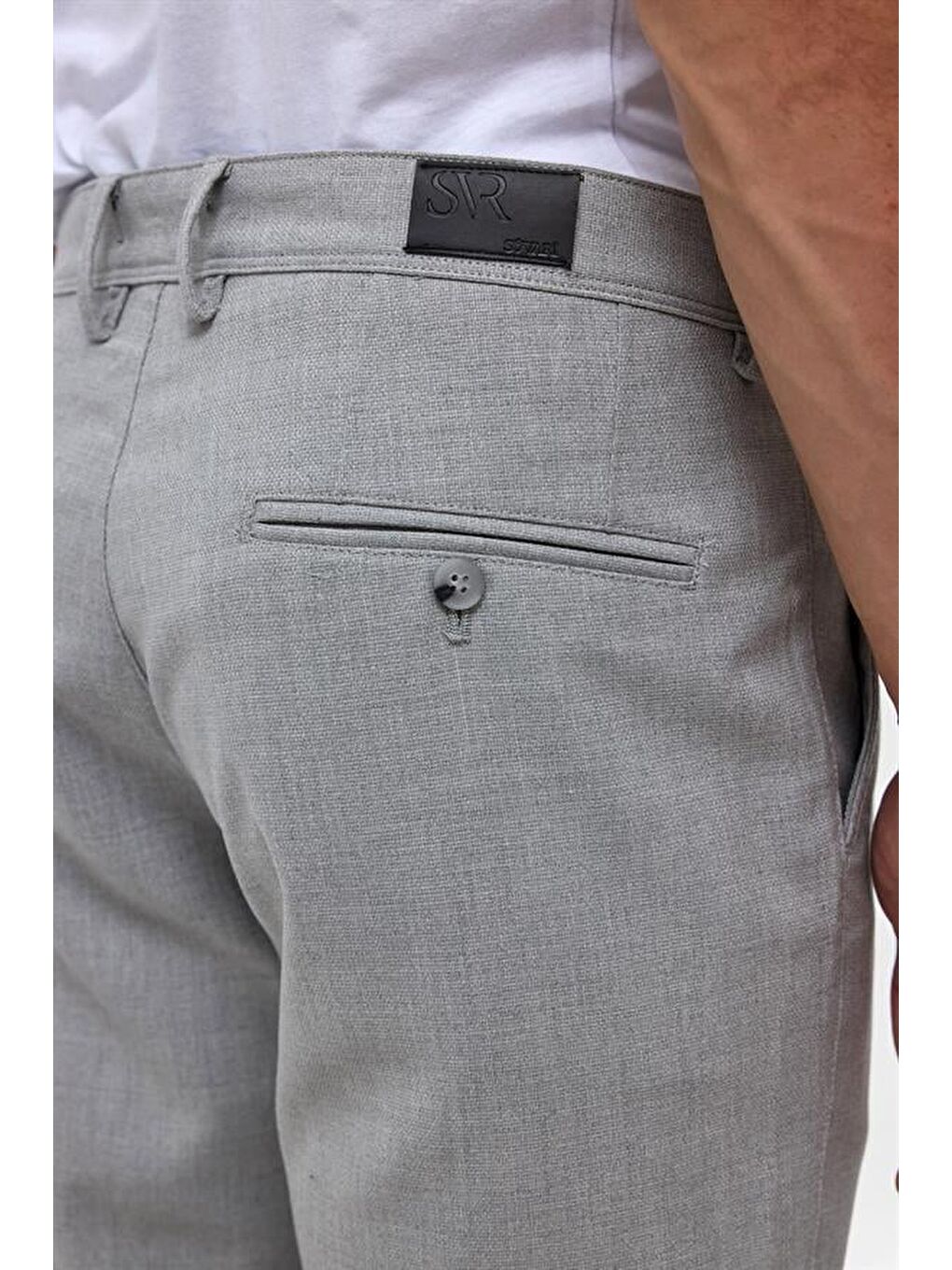 Gri Slim Desenli Pantolon-5