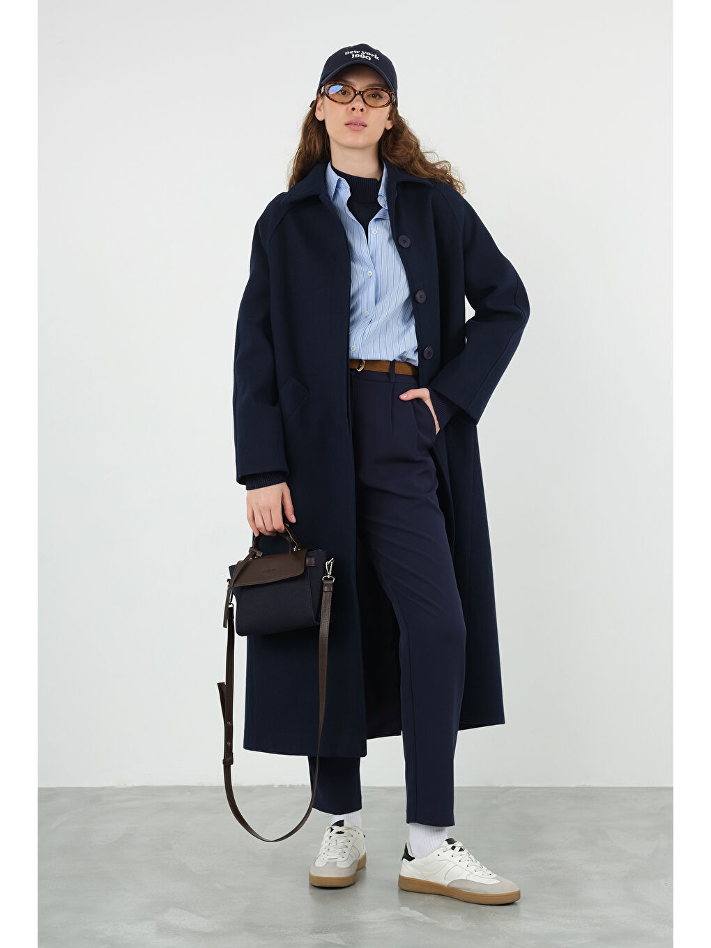 Önü Pileli Pantolon Lacivert-4