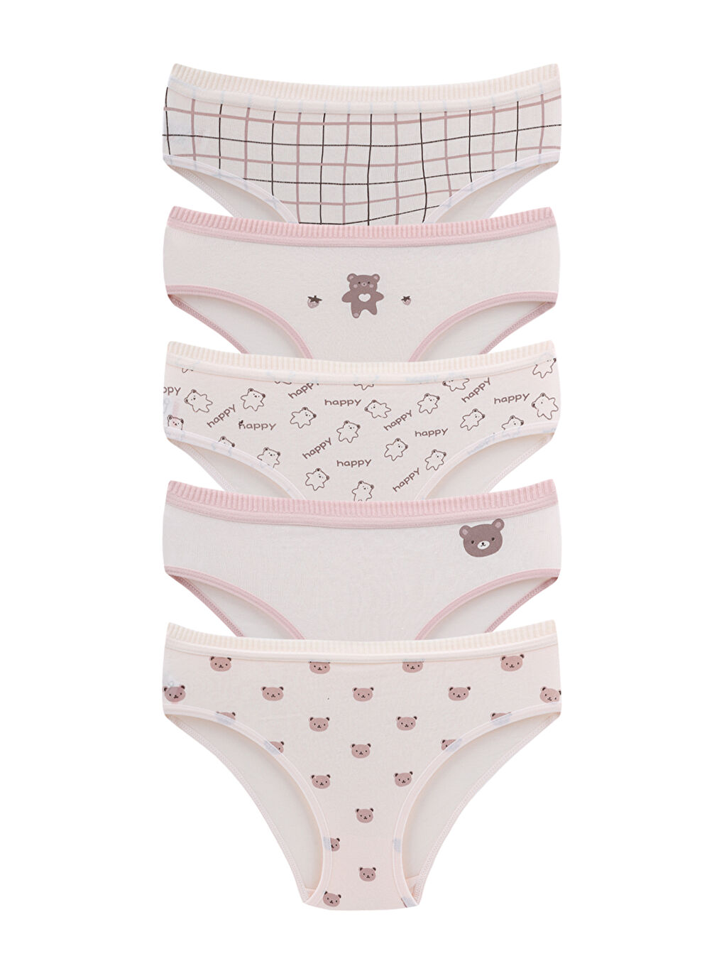 Karışık Kız Çocuk-Bebek Basklı Pamuklu Külot 5'li Paket