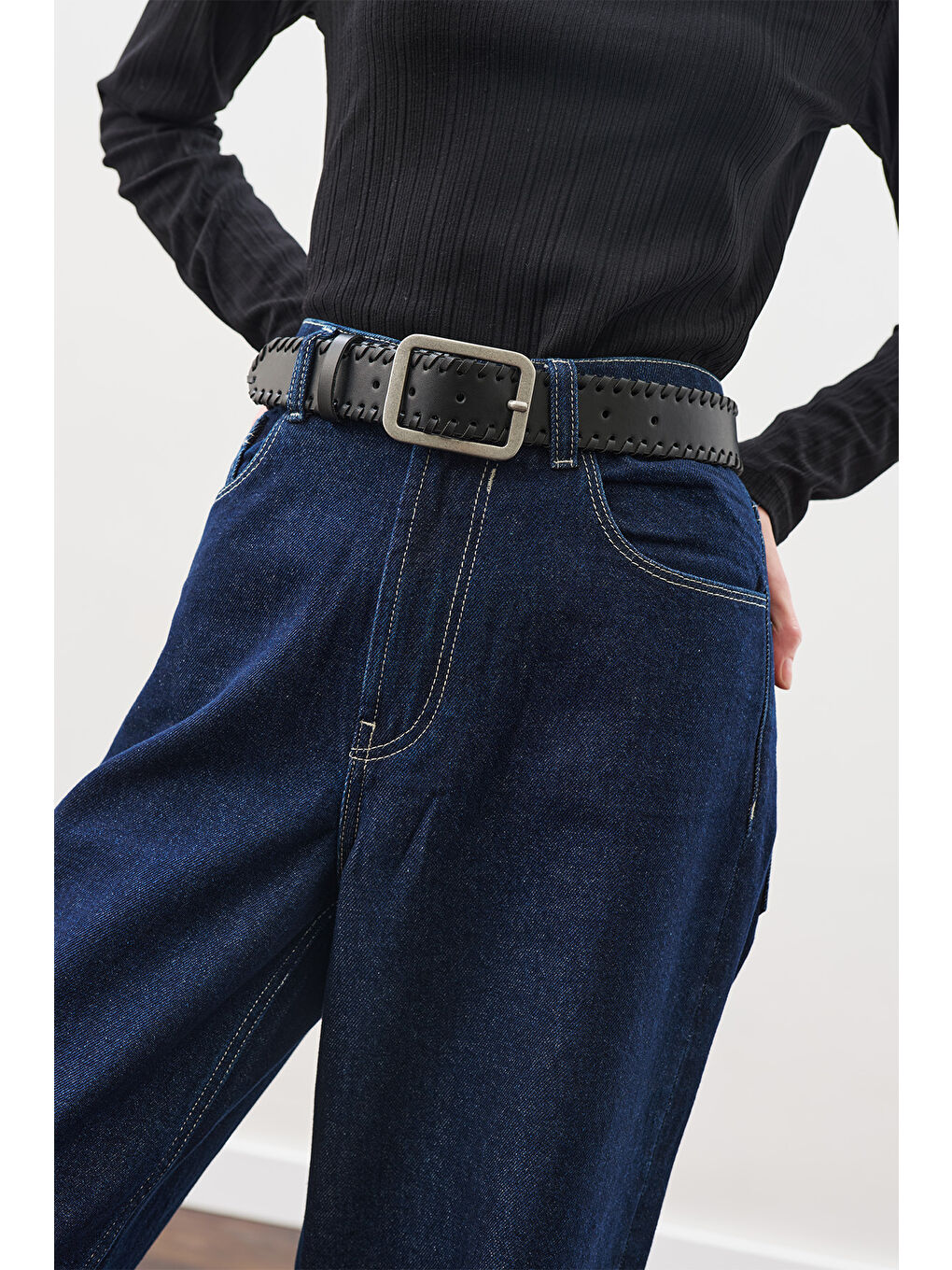 Örg Detaylı Tokalı Bel Kemeri Siyah-1