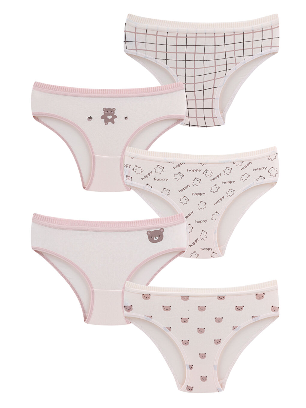 Karışık Kız Çocuk-Bebek Basklı Pamuklu Külot 5'li Paket-1