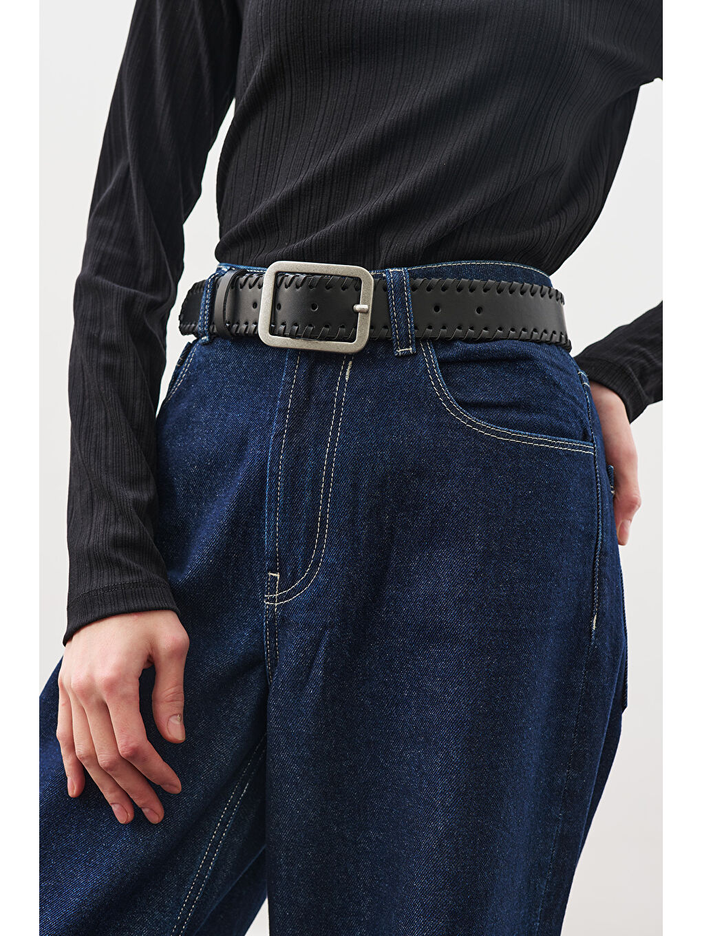 Örg Detaylı Tokalı Bel Kemeri Siyah-3