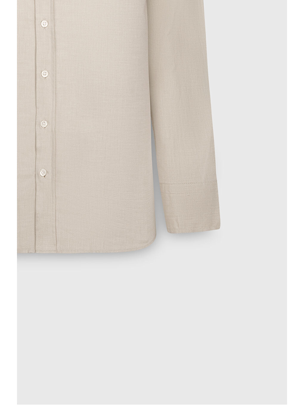 Erkek Bej %100 Pamuk Oxford Slim Fit Dar Kesim Düğmeli Yaka Diagonal Desenli Gömlek-2