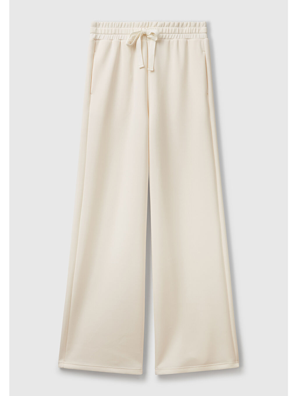 Ekru Kadın Krem Modal Karışımlı Bol Paça Eşofman Altı-1