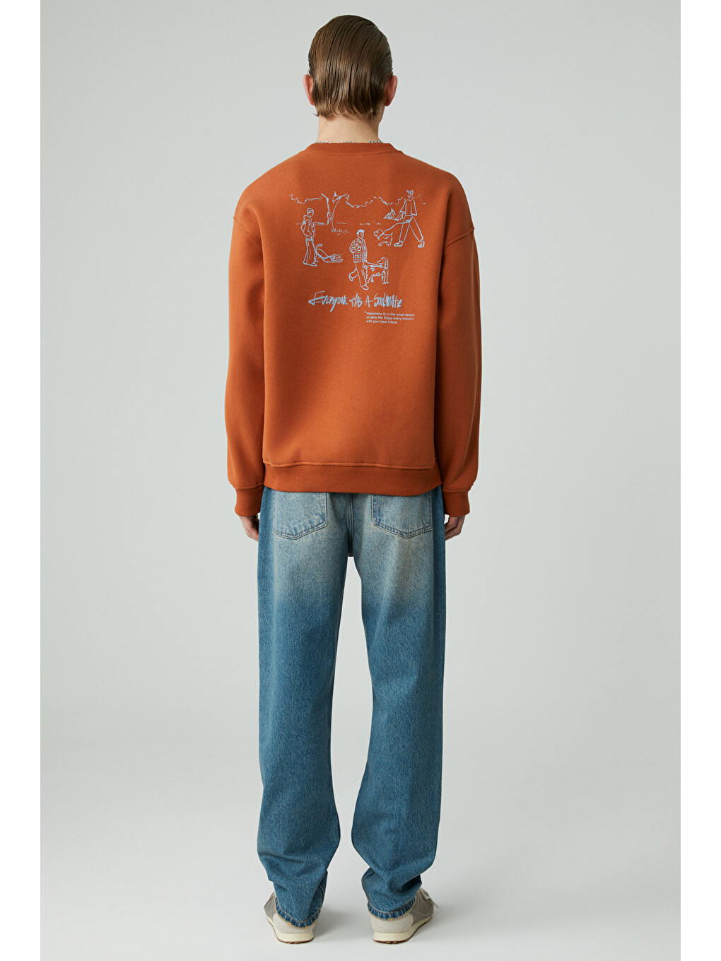 Mınty Erkek Yuvarlak Yaka 3 İplik Turuncu Sweatshirt-5