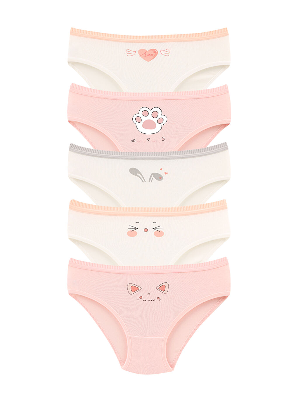 Karışık Kız Çocuk-Bebek Basklı Pamuklu Külot 5'li Paket