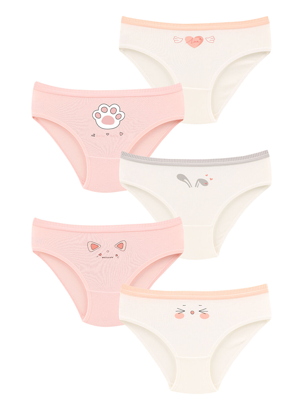 Karışık Kız Çocuk-Bebek Basklı Pamuklu Külot 5'li Paket-1