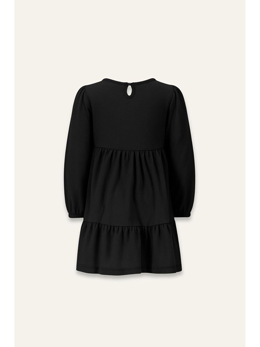 Kız Çocuk Nakışlı Yumoş Elbise - Siyah-1