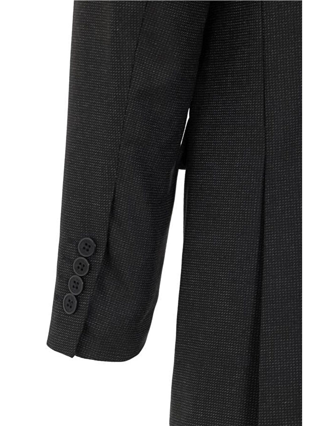 Siyah Regular Desenli Mono Yaka 4 Drop Takım Elbise-3