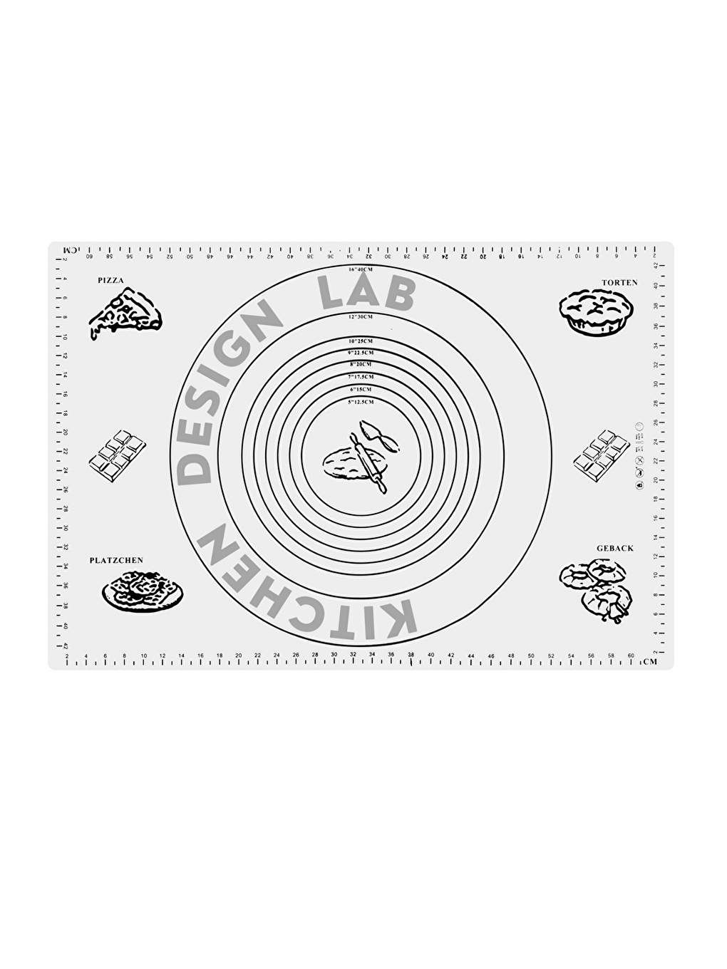 Beyaz 45x65 Cm Silikon Hamur Açma Matı ve Paslanmaz Çelik Ahşap Saplı Hamur Şekillendirici Spatula-4