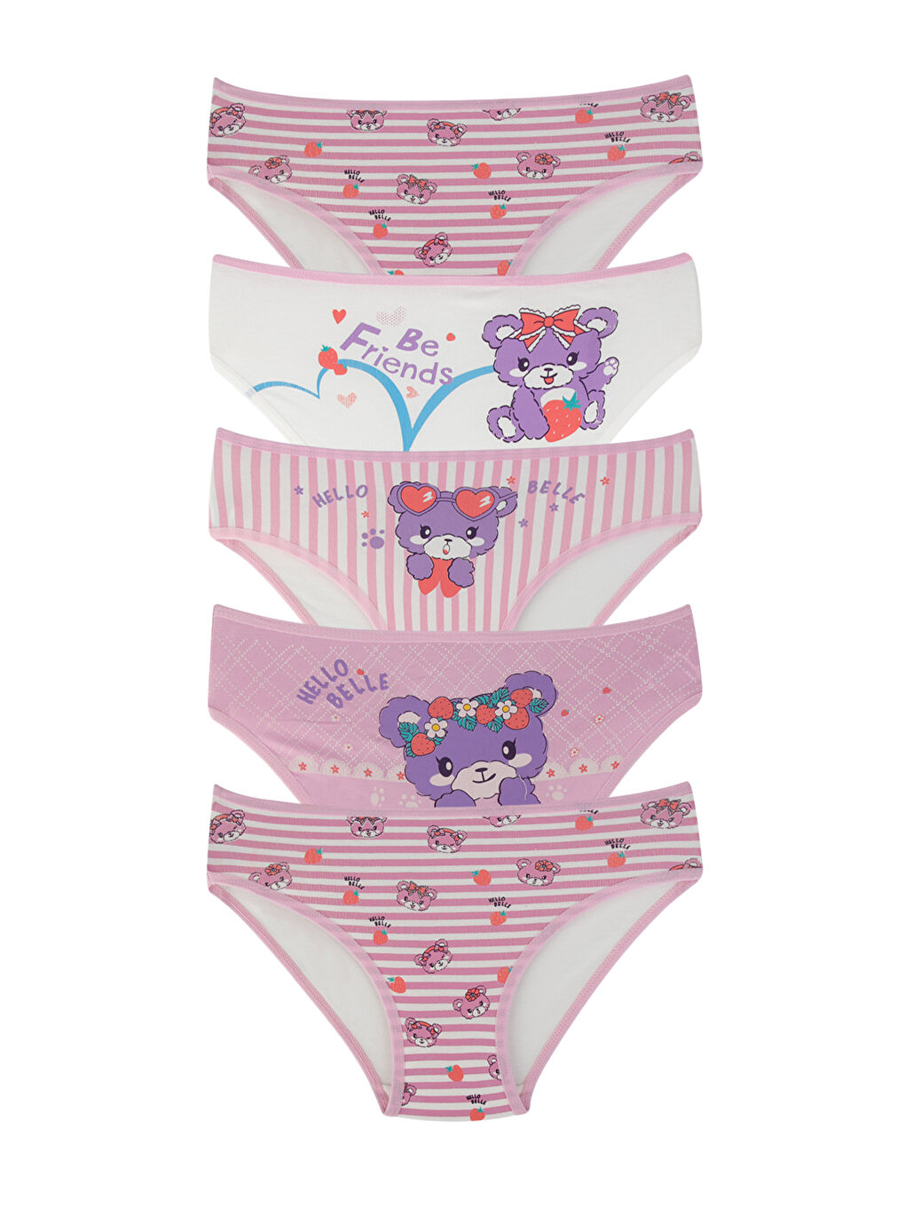 Karışık Kız Çocuk-Bebek Basklı Pamuklu Külot 5'li Paket-1