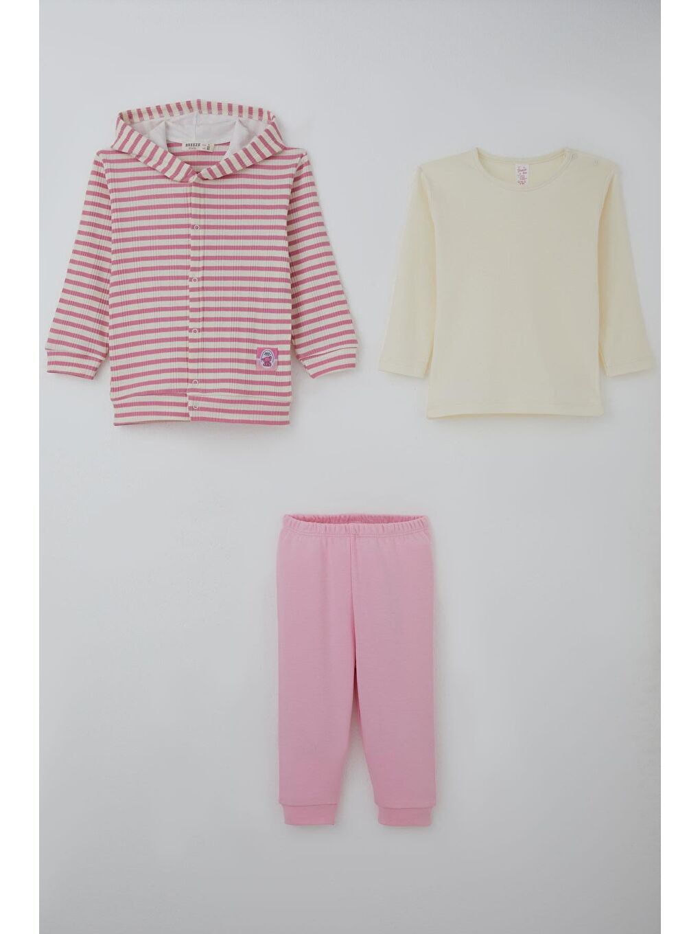 Kız Bebek Bodyli 3 Lü Takım Sevimli Bebek Fil Armalı Karışık Renk (4 Ay-1 Yaş)