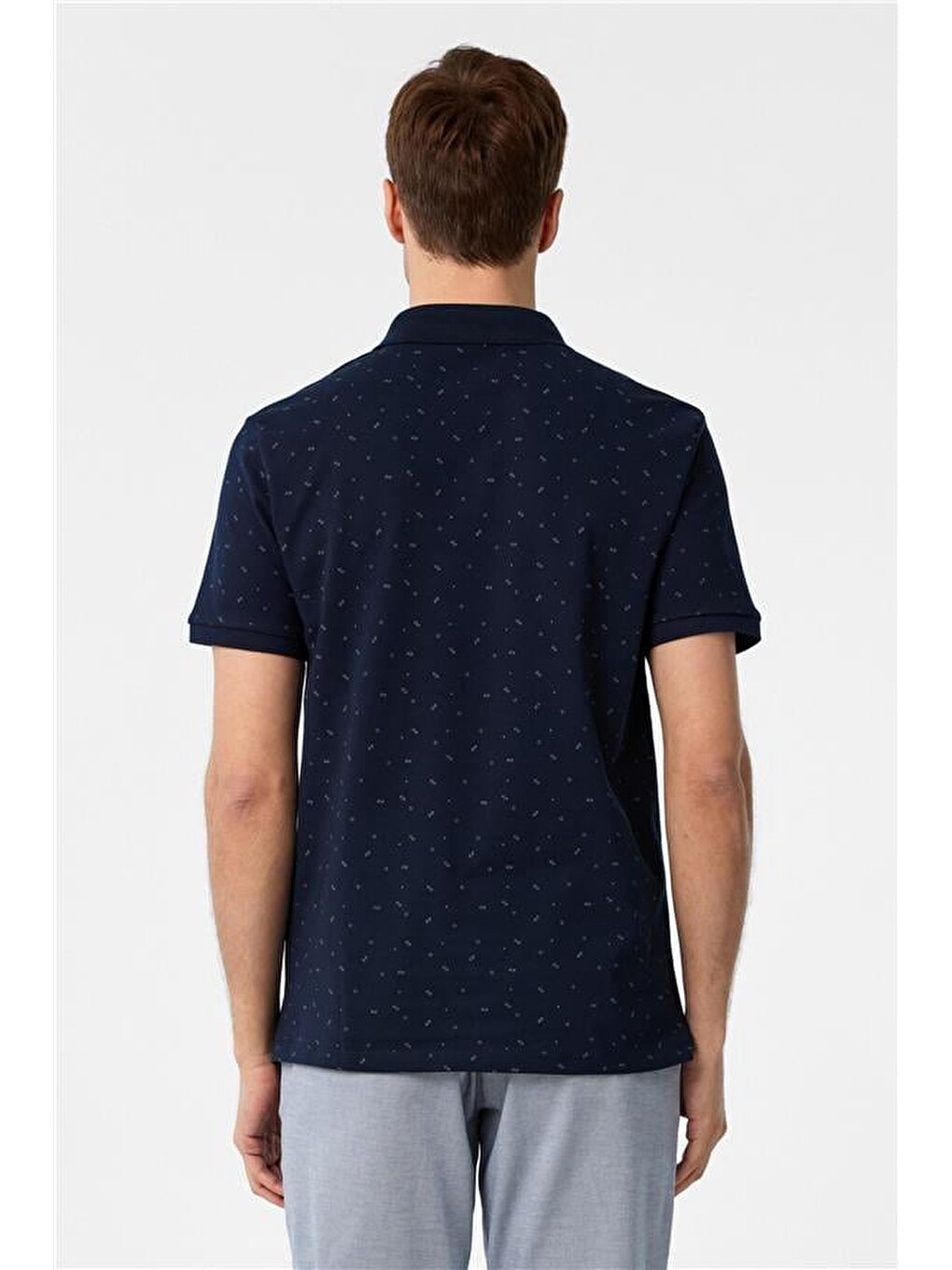 Lacivert Regular Baskılı Polo Yaka Tişört-4