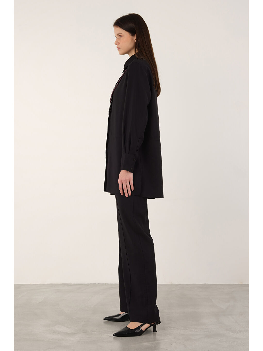 Boru Paça Pantolon Siyah-3