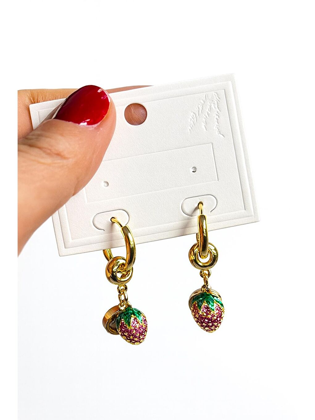 Sarı Karpuz ve Çilek Charmlı Çelik Kadın Küpe-3