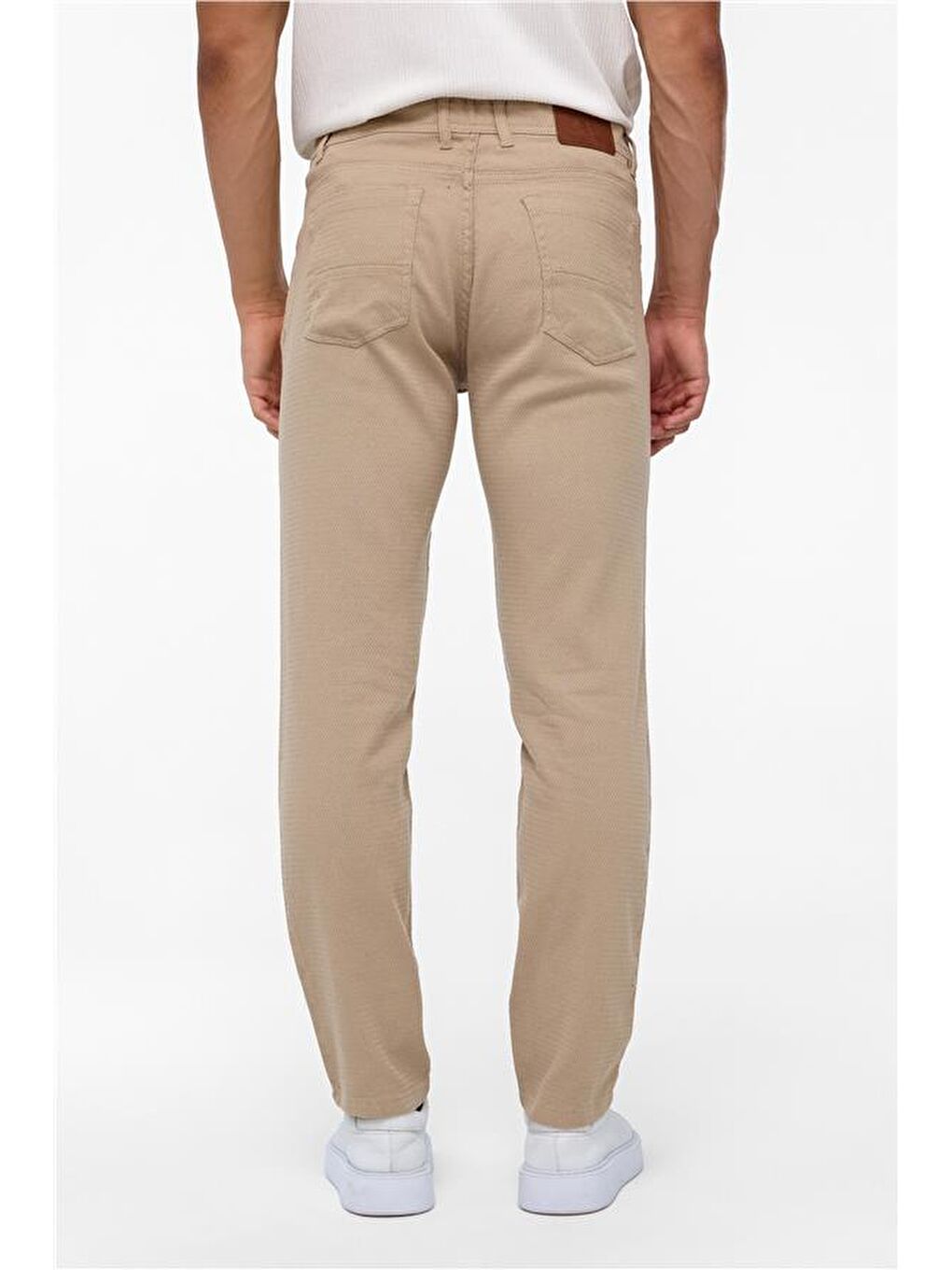 Bej Slim 5 Cep Kalıp Armürlü Pantolon-3