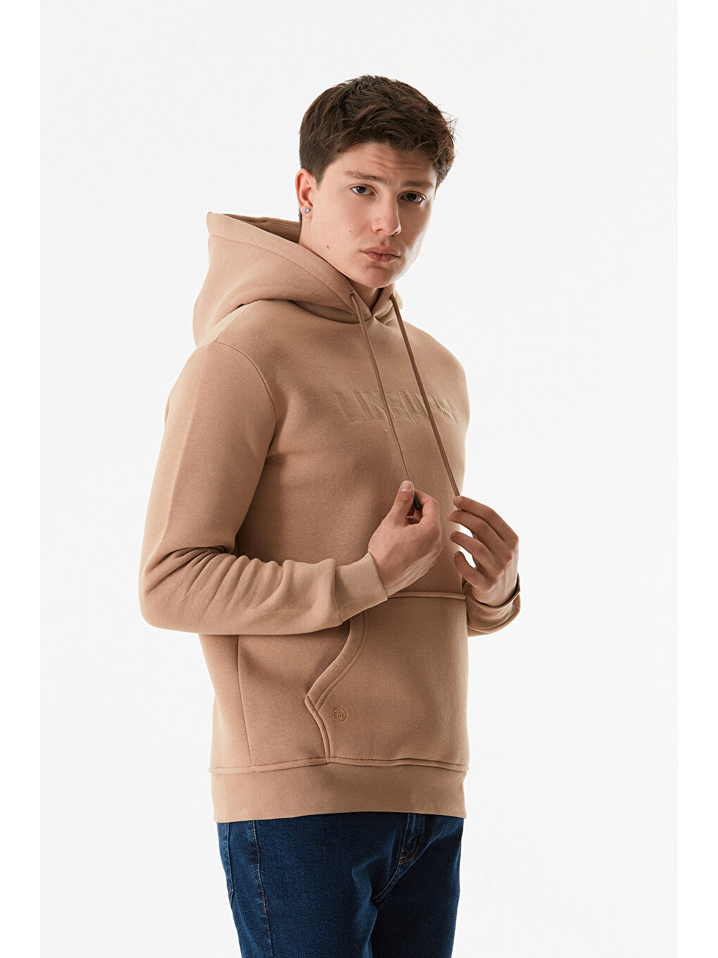 Fullamoda Camel Yazı Nakışlı Kanguru Cepli Kapüşonlu Sweatshirt - 3