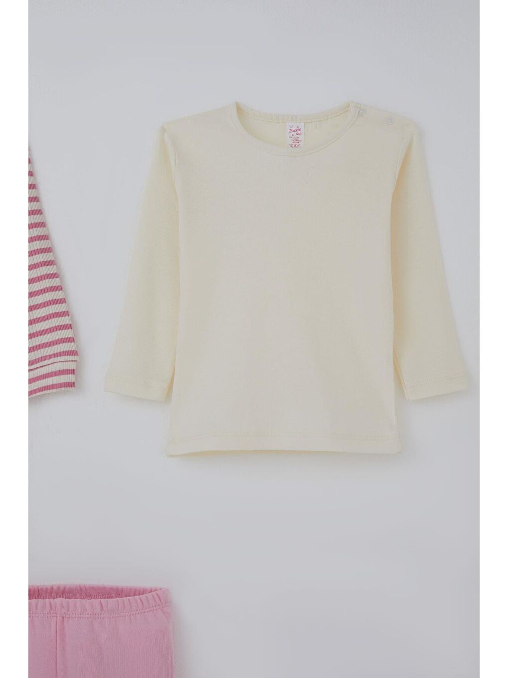 Kız Bebek Bodyli 3 Lü Takım Sevimli Bebek Fil Armalı Karışık Renk (4 Ay-1 Yaş)-3