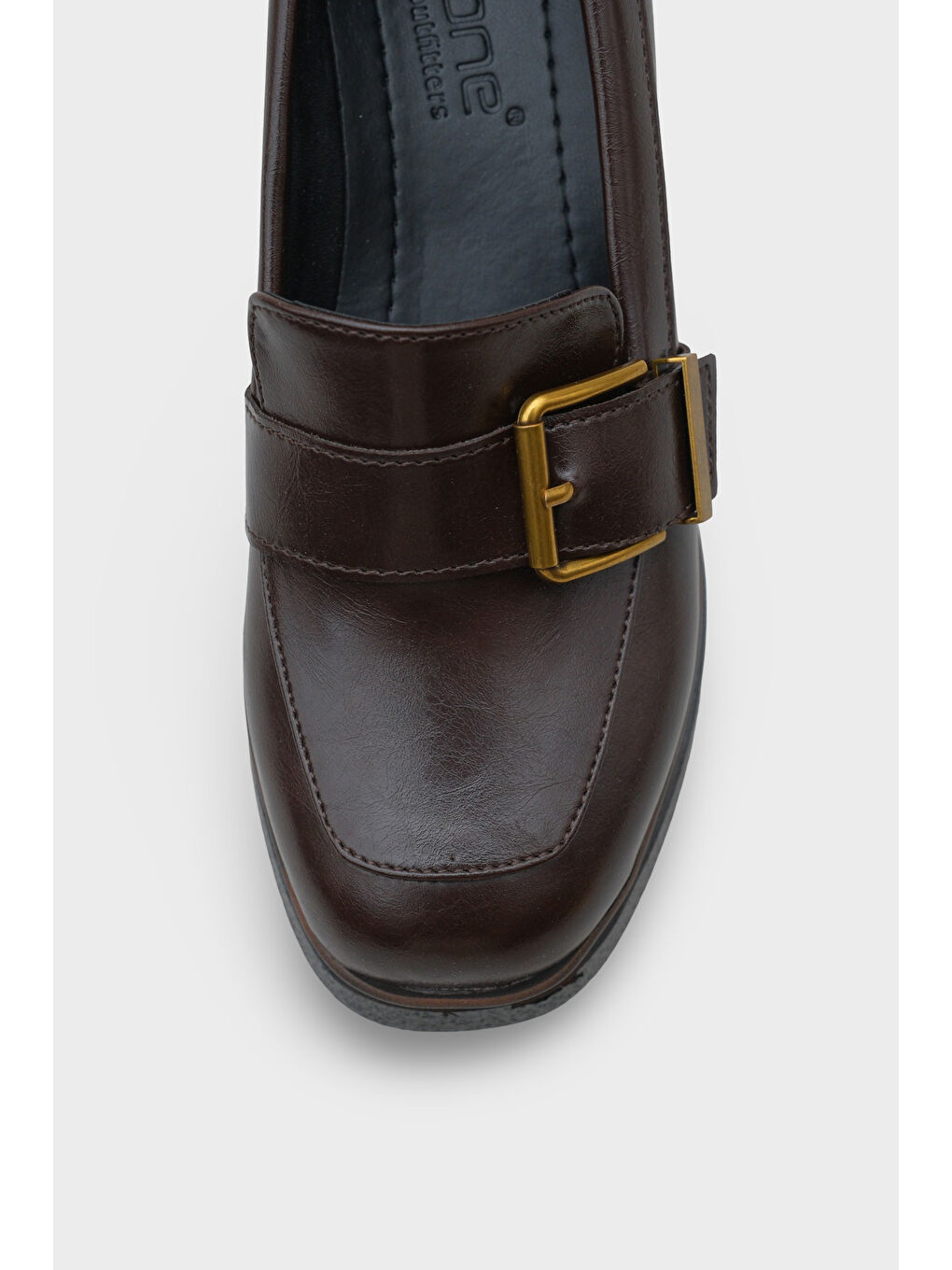 Kahverengi Rowena Yüksek Tabanlı Topuklu Tokalı Loafer Kadın Ayakkabı-2