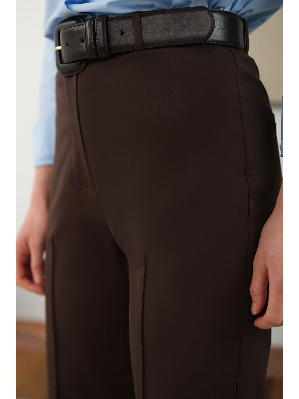 Kahverengi Önü Yarım Nervürlü Pantolon Acı Kahve-3