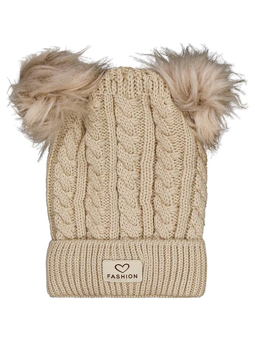 Girls 6-9 Yaş Atkı Bere Eldiven Set - Bej Standart-1