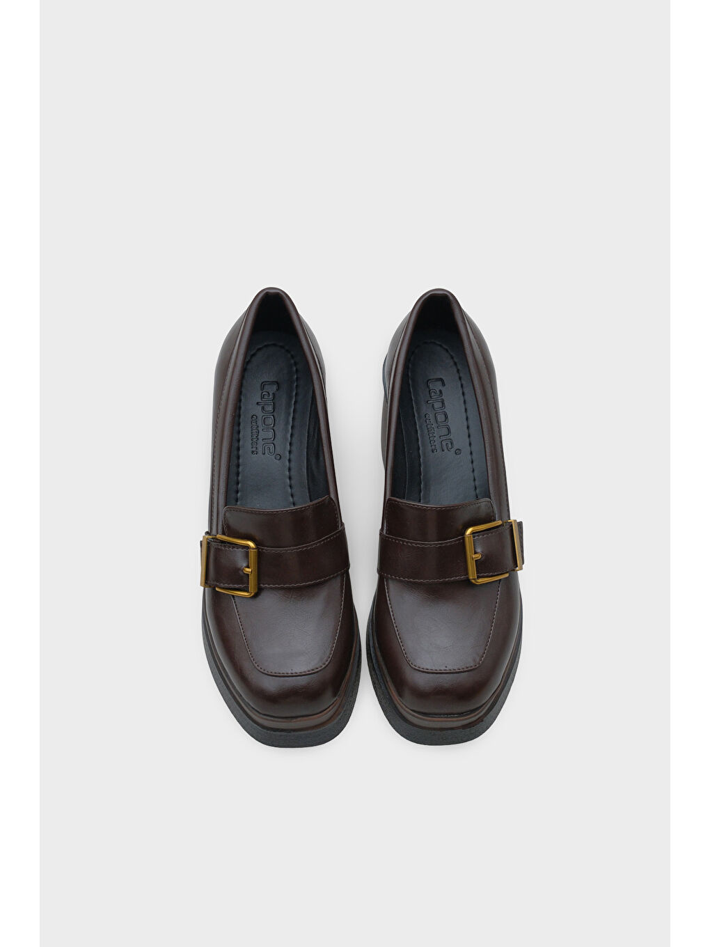 Kahverengi Rowena Yüksek Tabanlı Topuklu Tokalı Loafer Kadın Ayakkabı-5