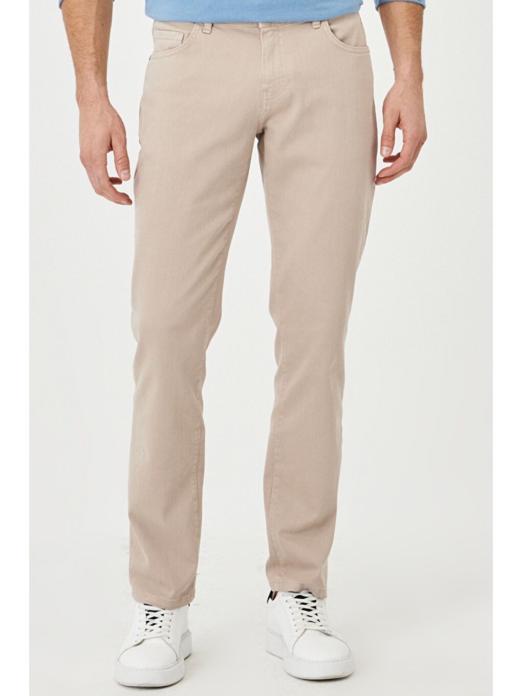 Bej Erkek Taş 360 Derece Her Yöne Esneyen Slim Fit Dar Kesim Pamuklu Rahat Pantolon