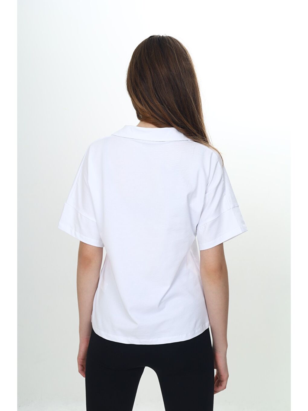 Beyaz Kız Çocuk Okul Polo Yaka Tişört-3