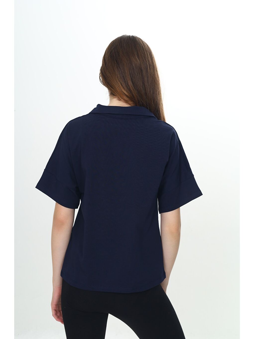 Lacivert Kız Çocuk Okul Polo Yaka Tişört-3