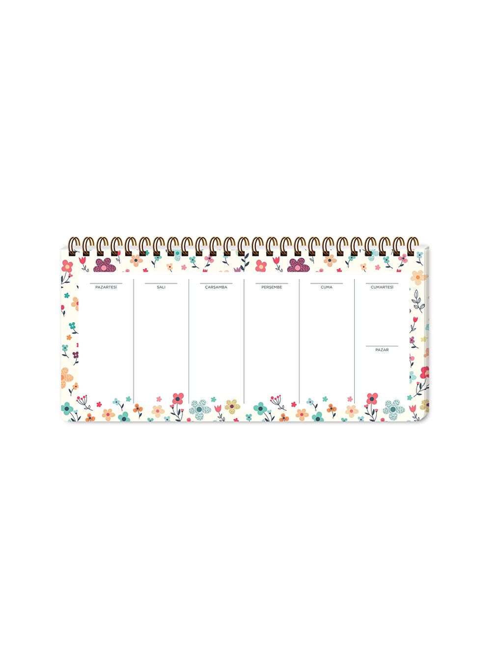 Keskin Color 13x27 Haftalık Planner - Krem Çiçek - 1