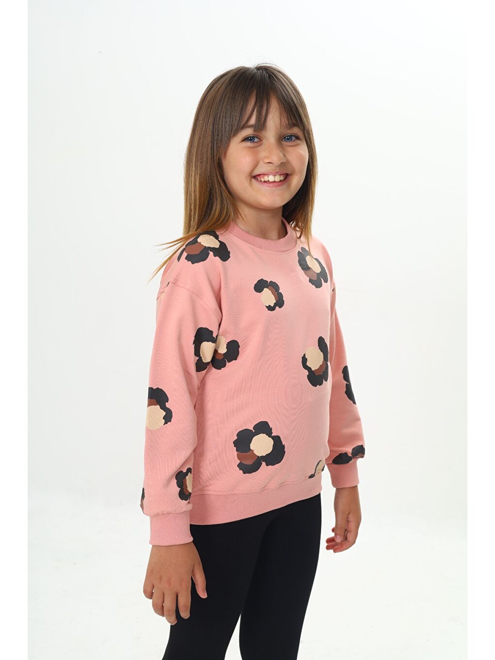 Mercan Kız Çocuk Pano Baskılı Sweatshirt-1