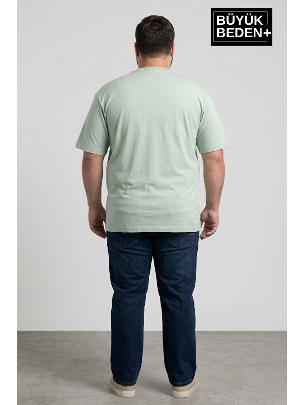 Turkuaz Erkek Büyük Beden Ar Baskılı 3xl-6xl Bisiklet Yaka Tshırt Spr26bts510-01-2