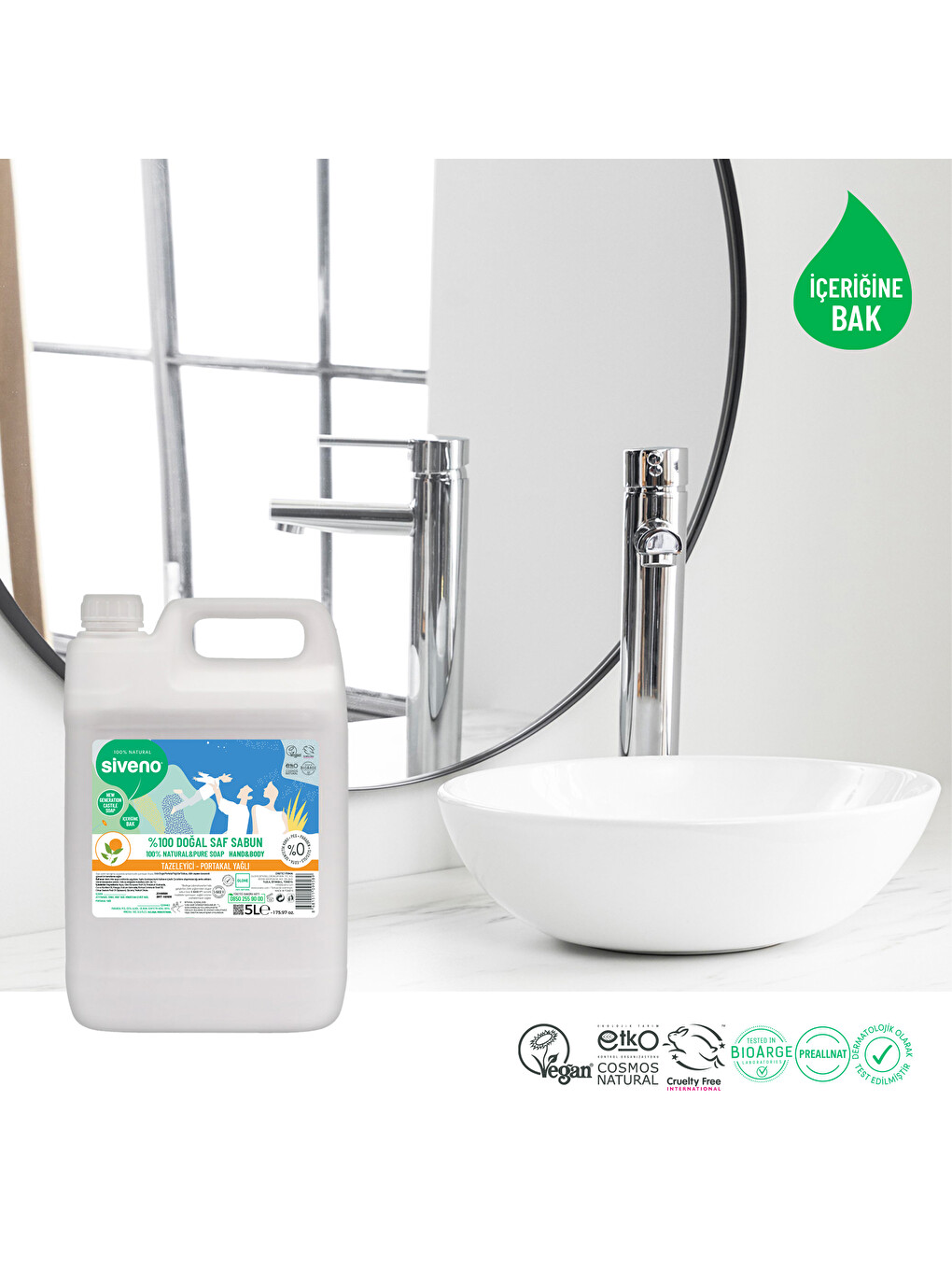 %100 Doğal Sıvı Kastil Sabun Portakal Yağlı Yoğun Nemlendirici Arındırıcı Bitkisel Vegan 5000 ml-1