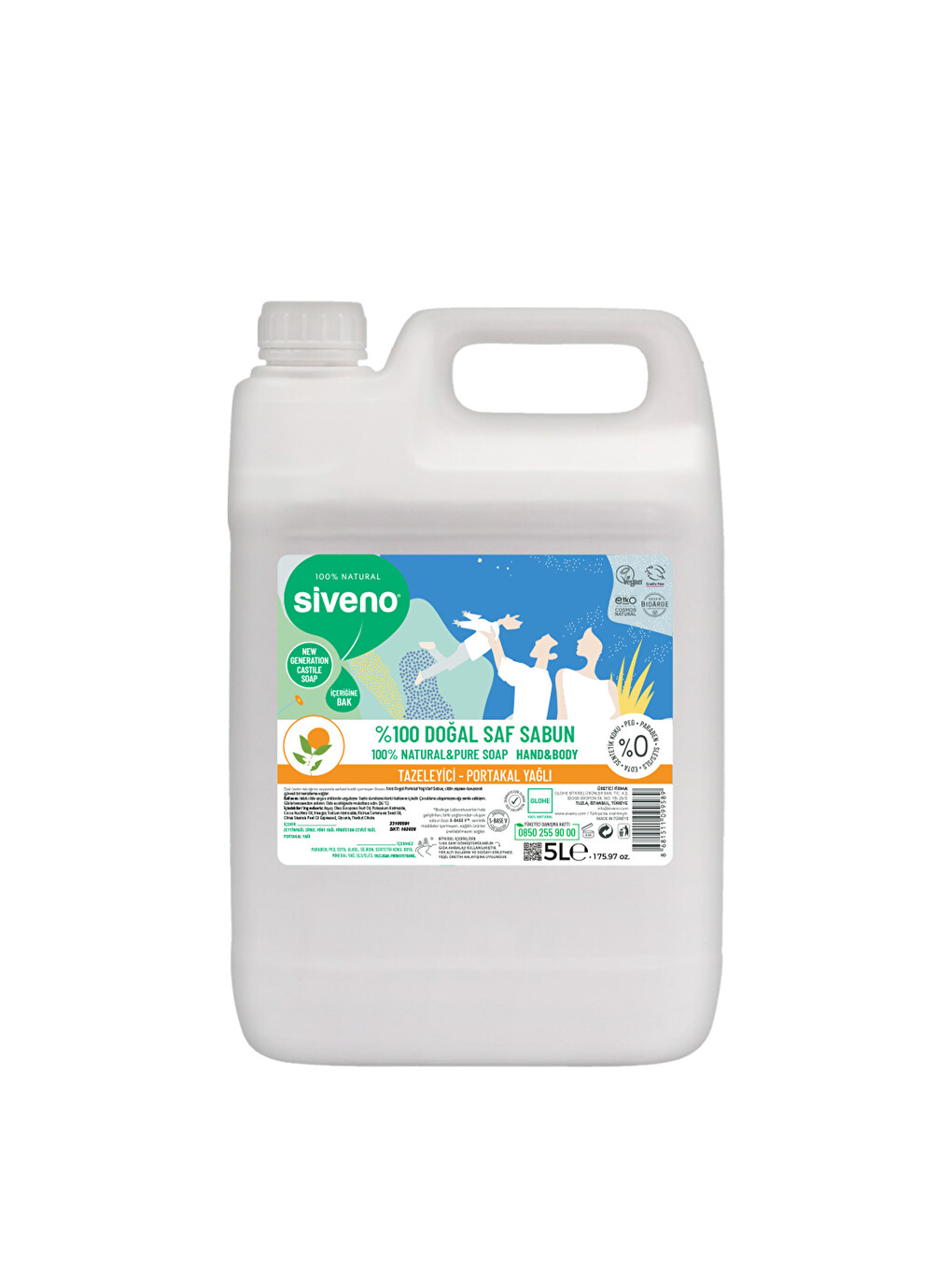 %100 Doğal Sıvı Kastil Sabun Portakal Yağlı Yoğun Nemlendirici Arındırıcı Bitkisel Vegan 5000 ml-3