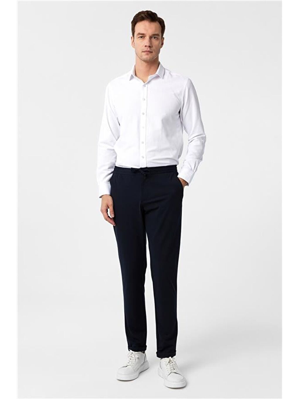 Lacivert Slim Düz Jogger Pantolon