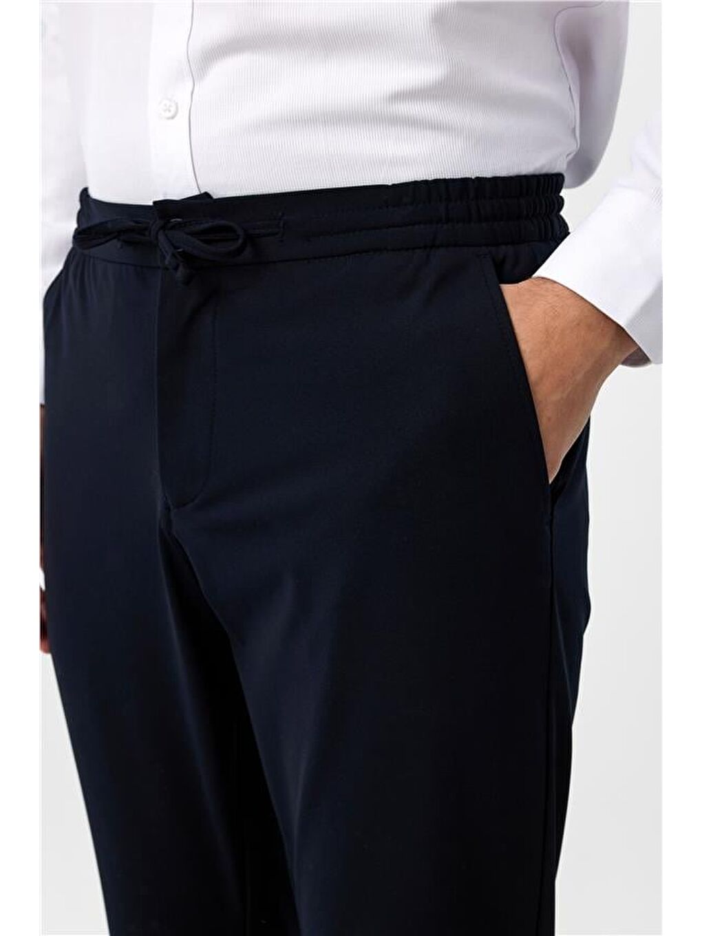 Lacivert Slim Düz Jogger Pantolon-2