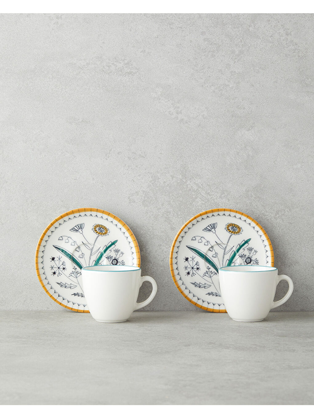 Beyaz Zelia Bone Porselen 4 Parça 2 Kişilik Kahve Fincan Takımı 90 ml Renkli-1