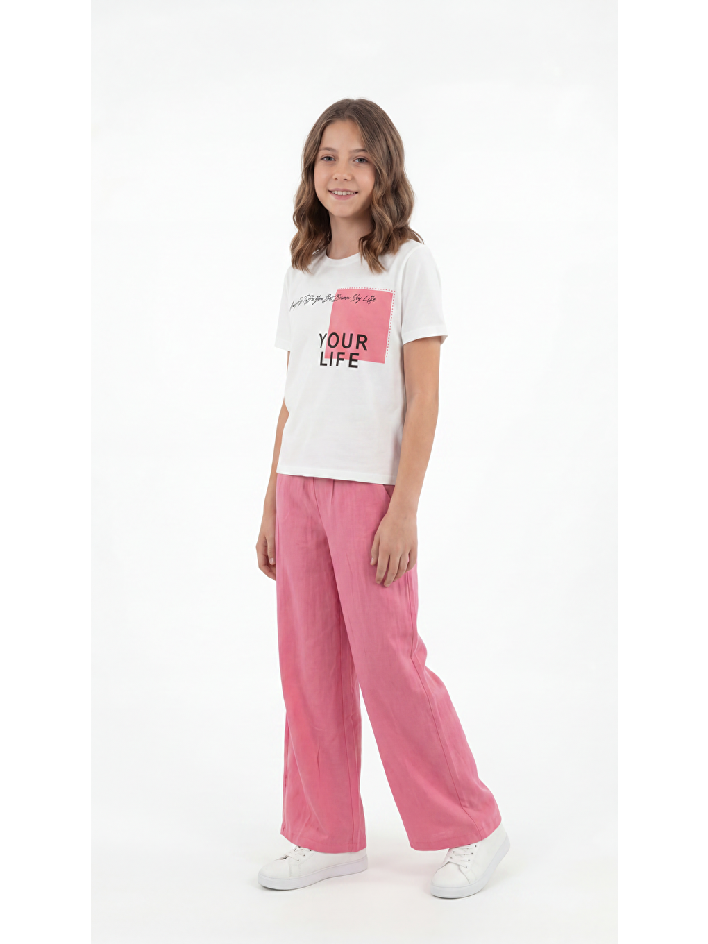 Pembe Your Life Baskılı Kız Çocuk Alt Üst Takım-1