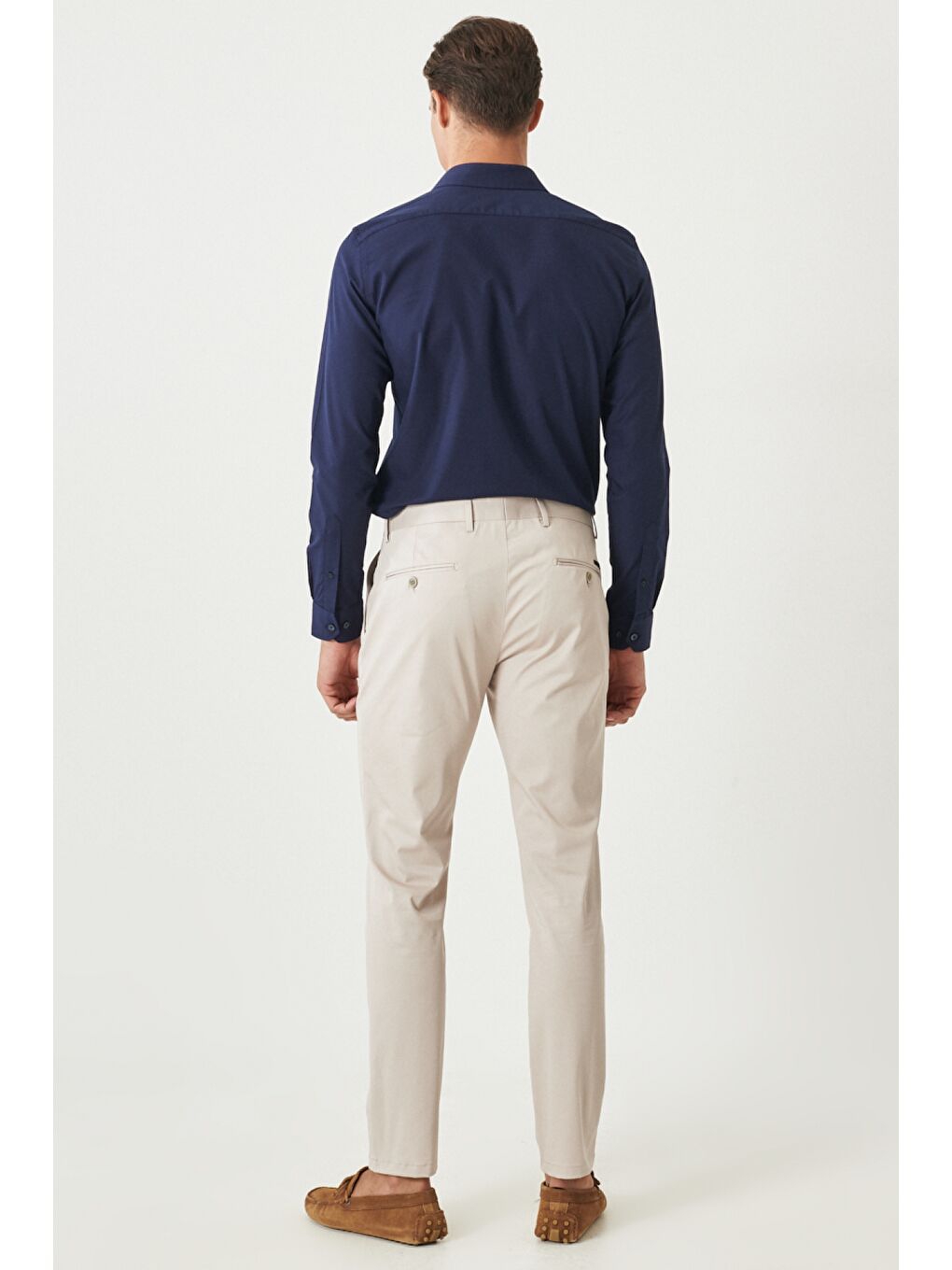 Bej Erkek Taş Slim Fit Dar Kesim Yan Cepli Pantolon-4