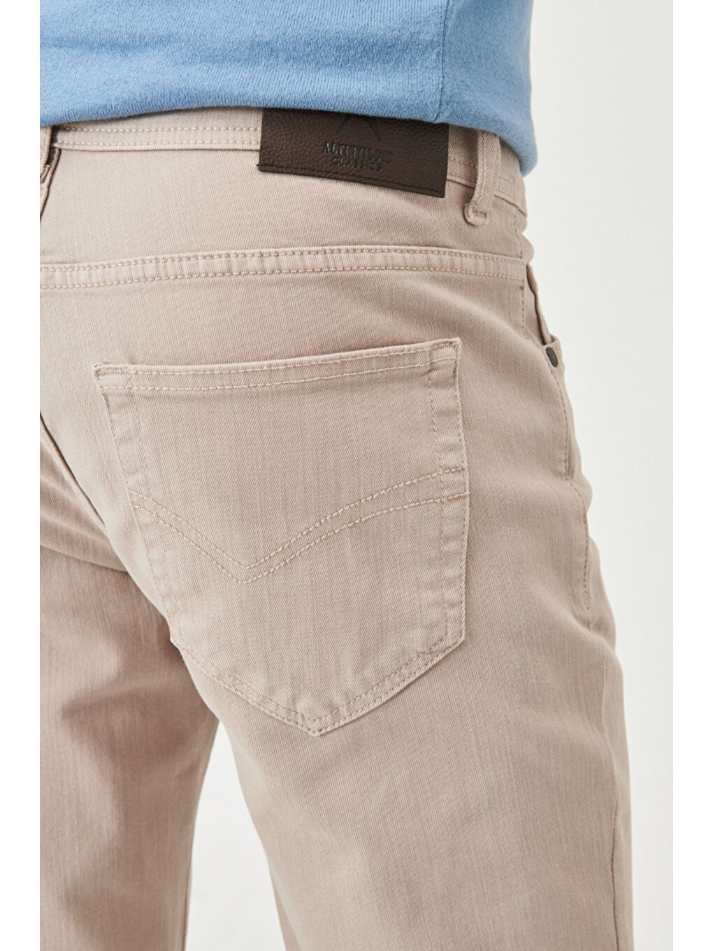 Bej Erkek Taş 360 Derece Her Yöne Esneyen Slim Fit Dar Kesim Pamuklu Rahat Pantolon-2