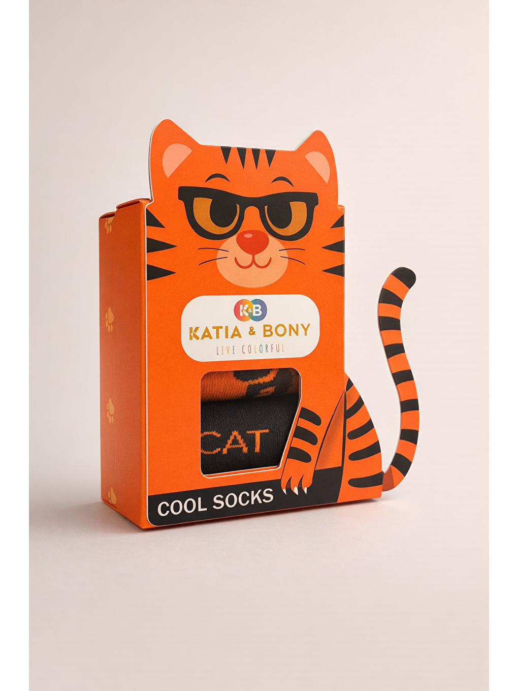 Karışık Çocuk 3D Kedi Desenli Kutulu 3'Lü Soket Çorap-1