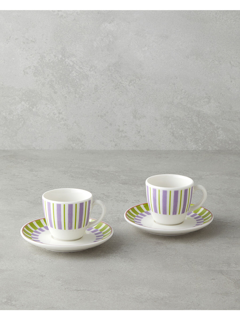 Mor Arian Bone Porselen 4 Parça 2 Kişilik Kahve Fincan Takımı 90 ml Yeşil-mor