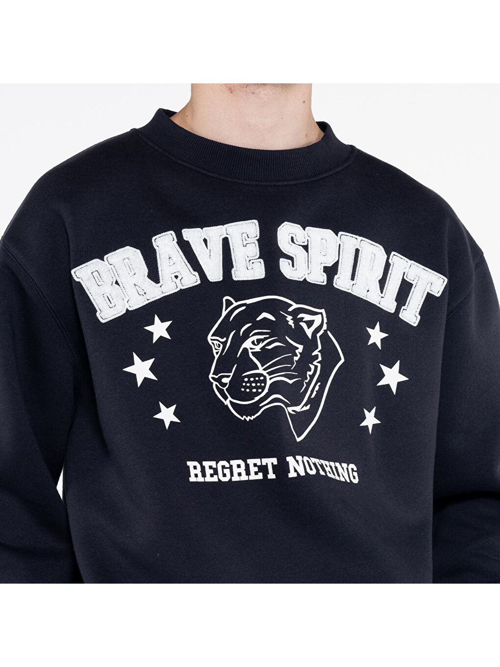 Troy Erkek Koyu Mavi Bisiklet Yaka Ekstra Oversize Sweatshirt-3