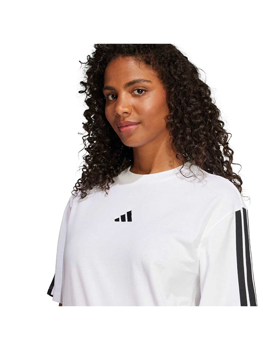 Sj Bf 3 Stripes Kadın Beyaz Bisiklet Yaka Tişört-3