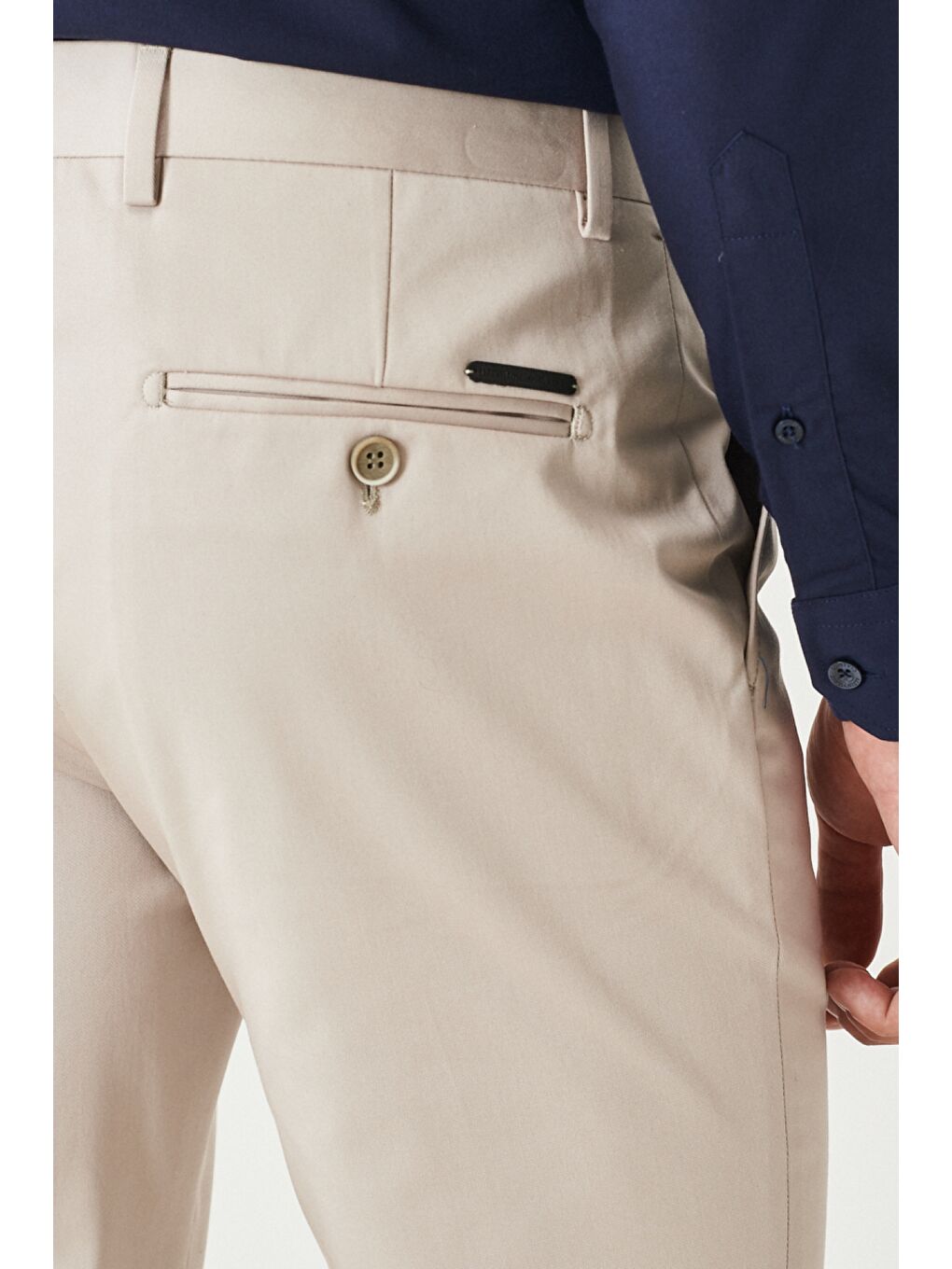 Bej Erkek Taş Slim Fit Dar Kesim Yan Cepli Pantolon-5