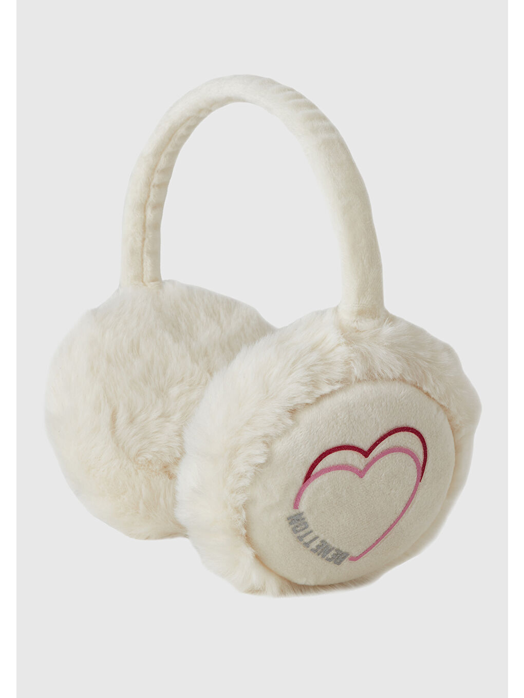 Kız Çocuk Ekru Kauçuk Baskılı Mikrofiber Pelüş Kulaklık-1