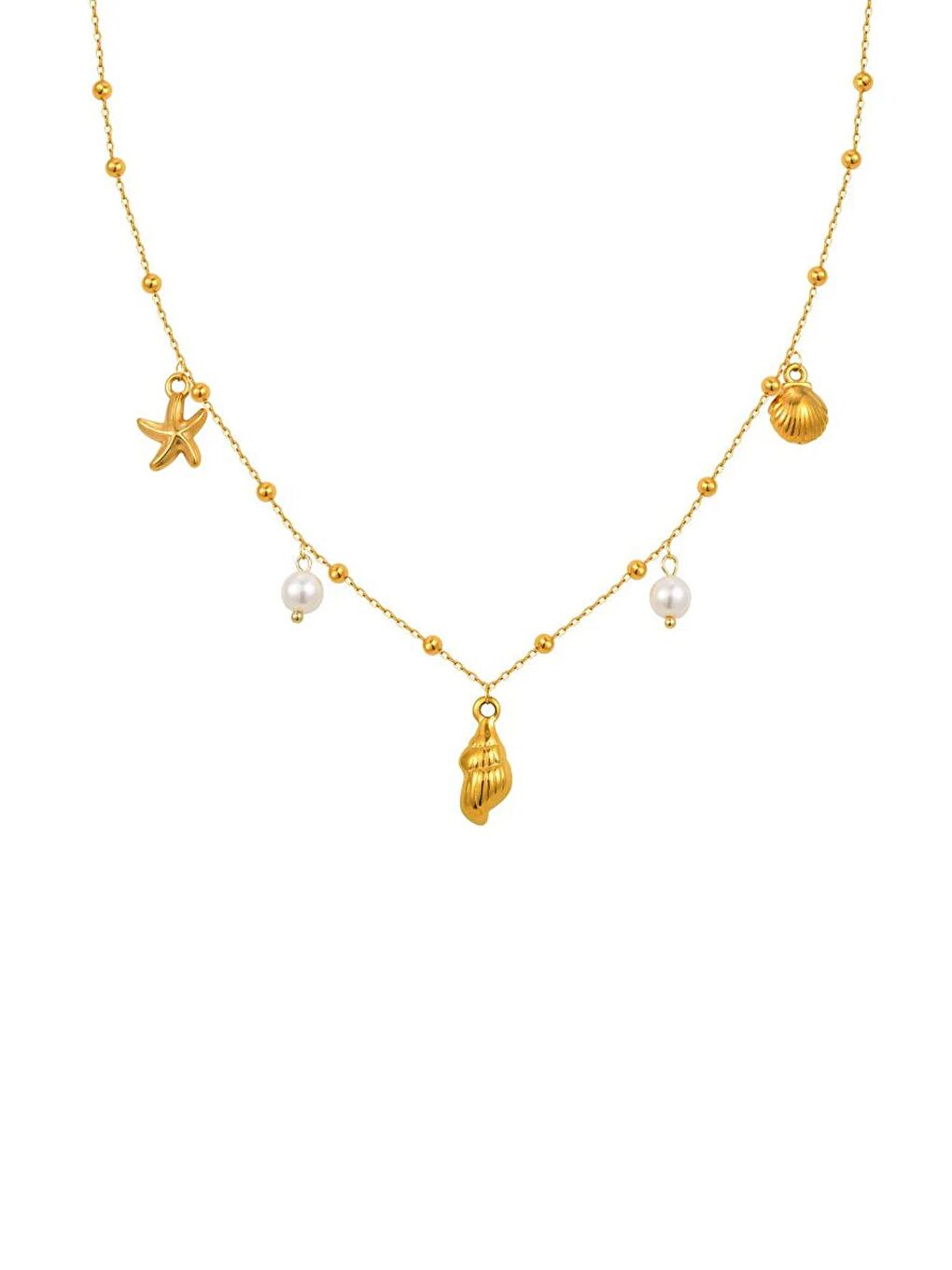 Sarı Deniz Charm Sallantılı Çelik Kolye-1