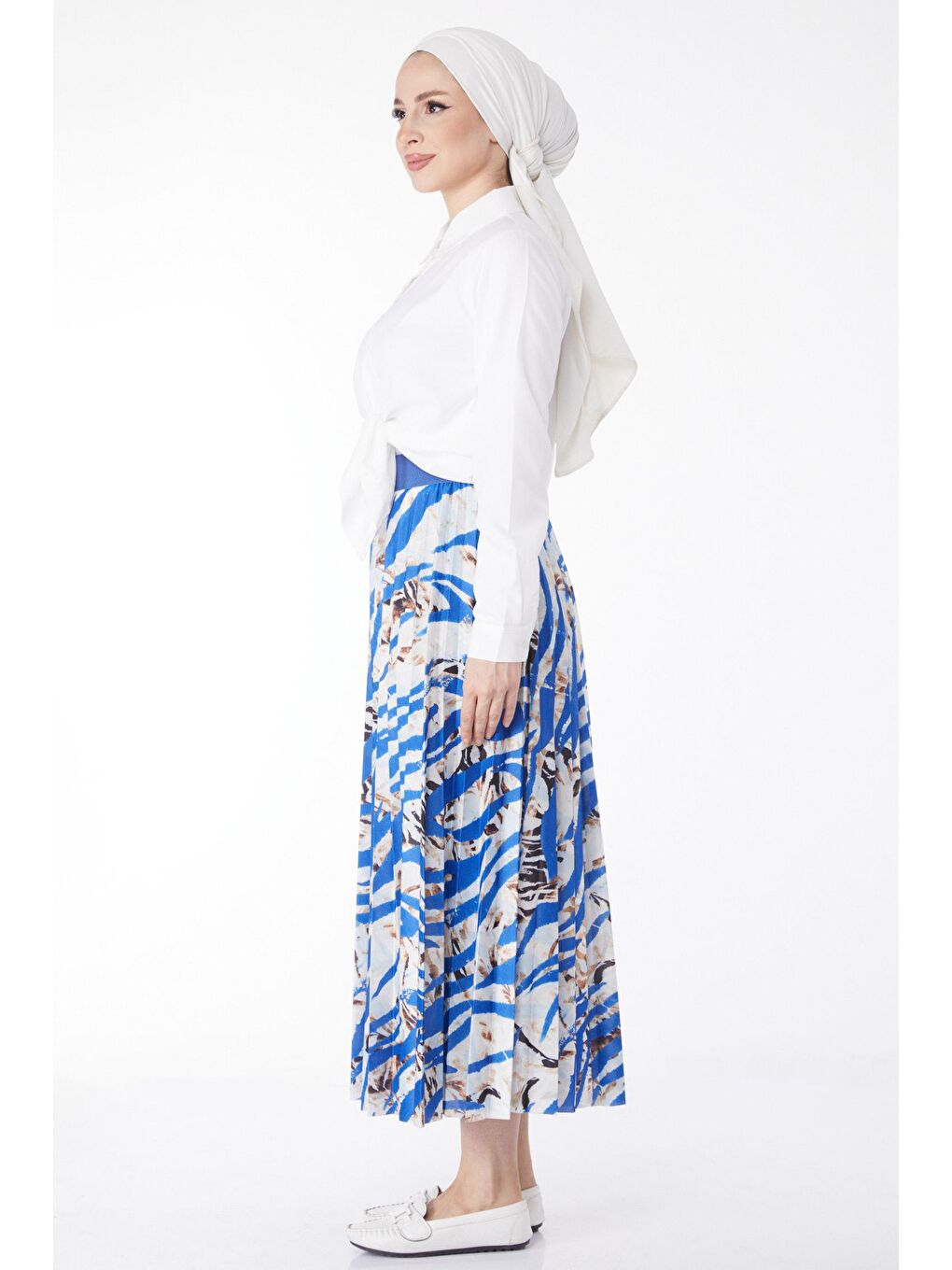 Orta Kadın Mavi Desenli Etek - 24218-3